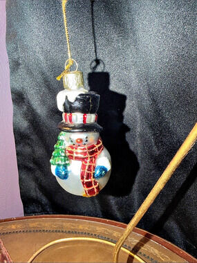 Old World Snowman Ornament in White & Red
